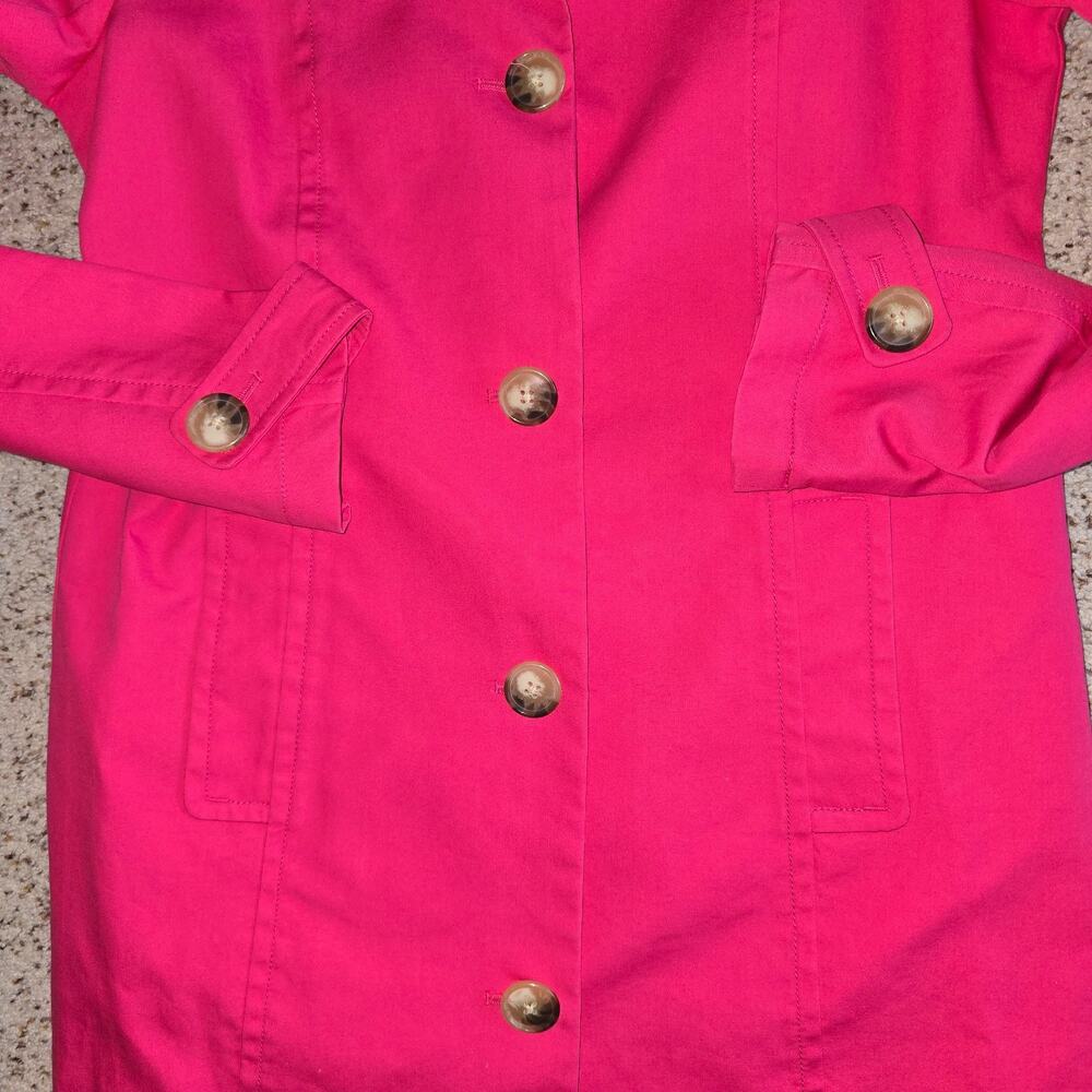 Vintage Y2K Old Navy Hot Pink Mid Length Single Breasted Trench Coat Medium EUC - Picture 5 of 8